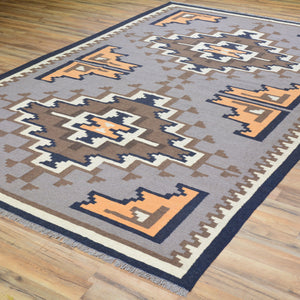 Hand-Woven Tribal Reversible Kilim Southwestern Design Wool Rug (Size 6.5 X 9.11) Cwral-7623
