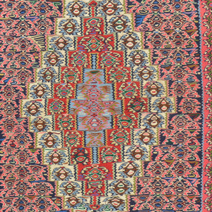 Hand-Woven Persian Sennah Kilim Geometric Design Wool Rug (Size 3.8 X 5.1) Cwral-7677