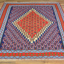 Load image into Gallery viewer, Hand-Woven Persian Sennah Kilim Geometric Design Wool Rug (Size 3.11 X 5.1) Cwral-7683