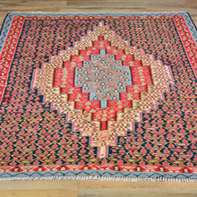 Load image into Gallery viewer, Hand-Woven Persian Sennah Kilim Geometric Design Wool Rug (Size 4.0 X 4.10) Cwral-7686