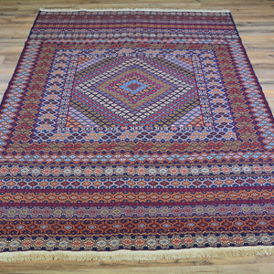 Soumak Fine Tribal Traditional Handmade Wool Rug (Size 4.4 X 6.2) Cwral-7698