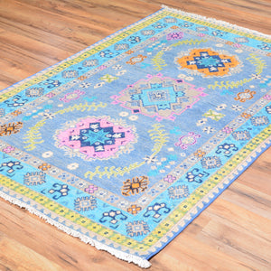 Hand-Knotted Handmade Geometric Design Wool Rug (Size 3.3 X 4.10) Cwral-7743