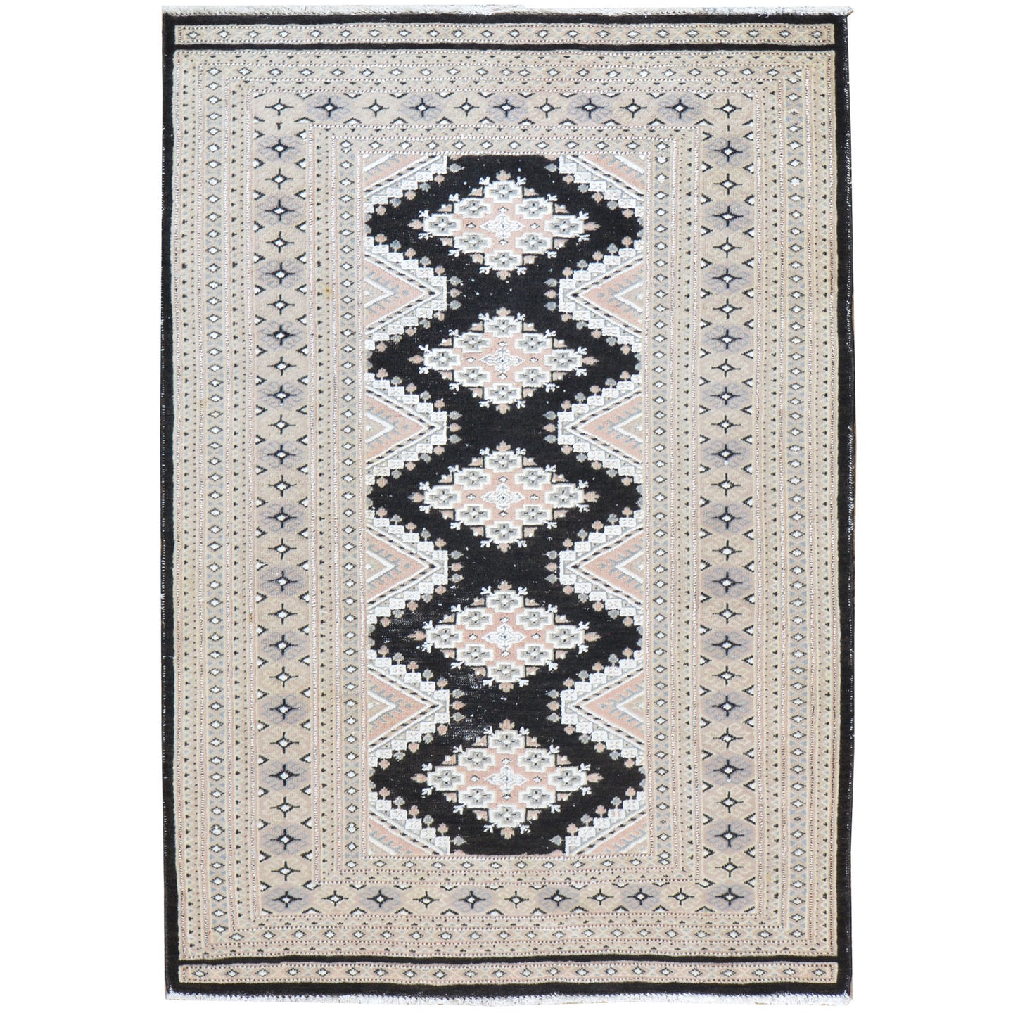 Hand-Knotted Tribal Geometric Design Handmade Wool Rug (Size 3.3 X 4.8) Cwral-7779