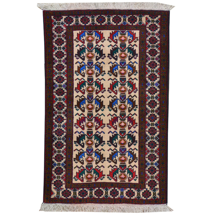 Hand-Knotted Afghan Tribal Baluch Wool Handmade Rug (Size 3.0 X 4.8) Cwral-7797