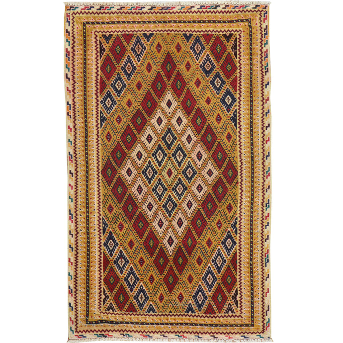 Hand-Knotted And Soumak Fine Oriental Tribal Afghan Rug (Size 2.8 X 4.6) Cwral-7824