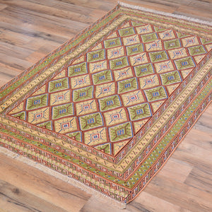 Hand-Knotted And Soumak Fine Oriental Tribal Afghan Rug (Size 2.10 X 4.5) Cwral-7833