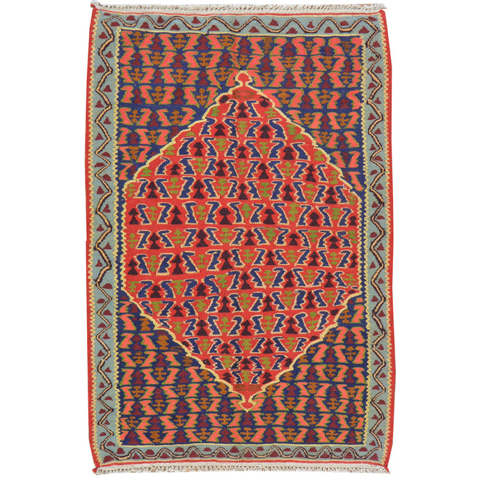 Hand-Woven Flatweave Authentic Senneh Kilim Tribal Handmade Wool Rug (Size 2.5 X 3.7) Cwral-7863