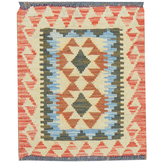 Hand-Woven Reversible Momana Tribal Kilim Handmade Wool Rug (Size 1.6 X 1.9) Cwral-7881