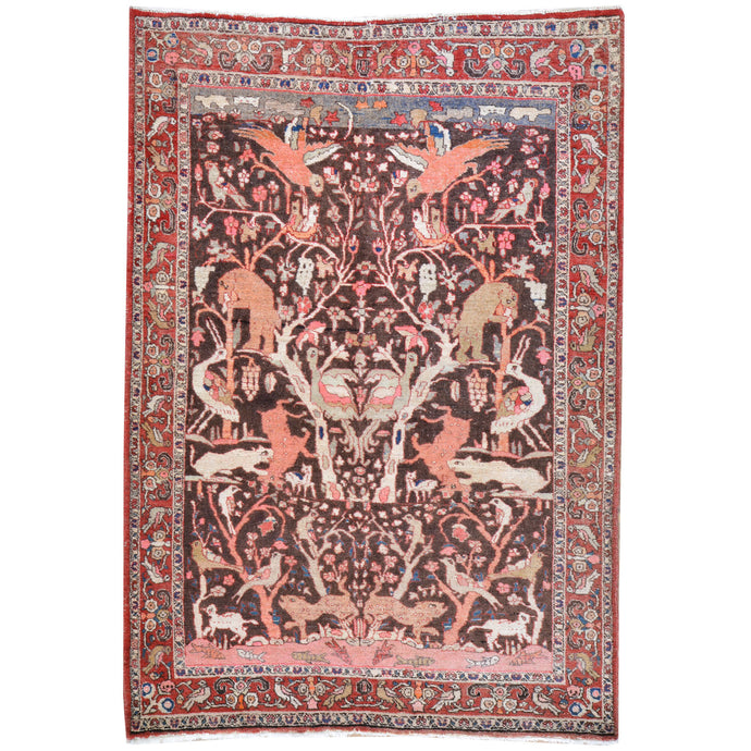 Hand-Knotted Persian Tribal Pictorial Design Wool Rug (Size 4.4 X 6.4) Cwral-7929
