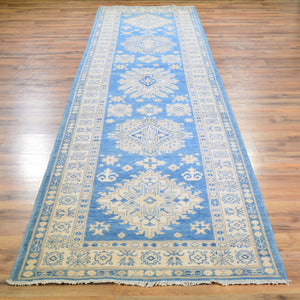 Hand-Knotted Vintage look Kazak Design Handmade Wool Rug (Size 3.2 X 11.5) Cwral-7950