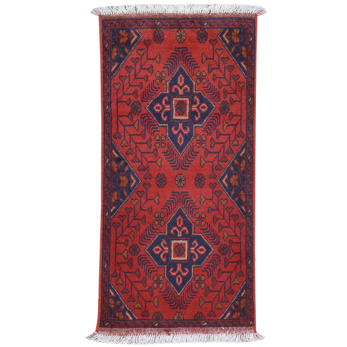 Hand-Knotted Fine Tribal Design Handmade Wool Rug (Size 1.7 X 3.4) Cwral-7962