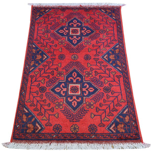 Hand-Knotted Fine Tribal Design Handmade Wool Rug (Size 1.7 X 3.4) Cwral-7962