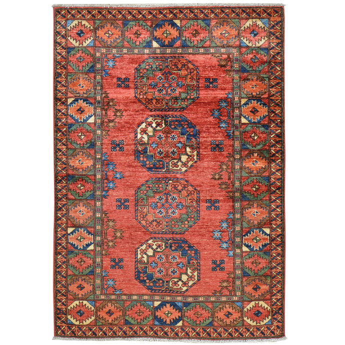 Hand-Knotted Ersari Elephant Feet Design Handmade Wool Rug (Size 4.0 X 5.8) Cwral-8127