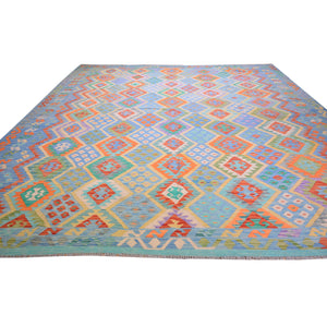 Hand-Woven Best Afghan Reversible Kilim colorful Wool Rug (Size 9.3 X 11.11) Cwral-8151