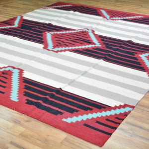 Hand-Woven Reversible Navajo Style Handmade Wool Rug (Size 7.9 X 9.9) Cwral-8202