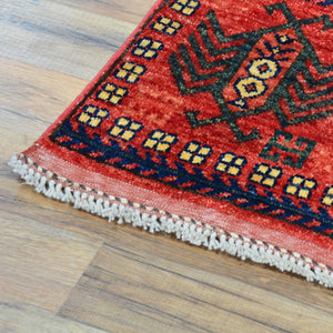 Hand-Knotted Afghan Ersari Design 100% Wool Handmade Rug (Size 3.0 X 13.3) Cwral-9075