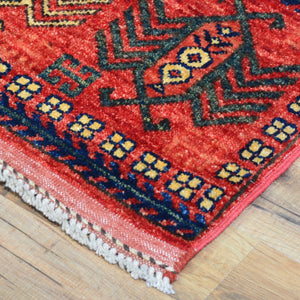 Hand-Knotted Afghan Ersari Design 100% Wool Handmade Rug (Size 3.0 X 13.3) Cwral-9075