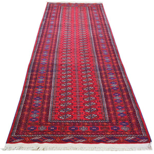 Hand-Knotted Turkmen Bokhara Design Handmade Wool Rug (Size 2.10 X 9.10) Cwral-8238
