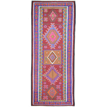 Load image into Gallery viewer, Hand-Woven Flatweave Geometric Design Kilim Rug (Size 5.0 X 12.7) Cwral-8262