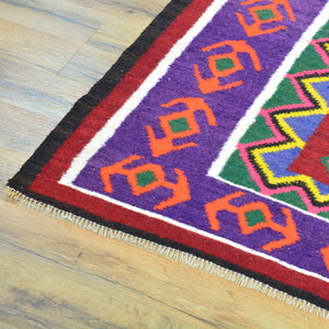 Hand-Woven Flatweave Geometric Design Kilim Rug (Size 5.0 X 12.7) Cwral-8262