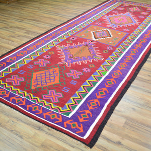 Hand-Woven Flatweave Geometric Design Kilim Rug (Size 5.0 X 12.7) Cwral-8262