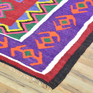 Hand-Woven Flatweave Geometric Design Kilim Rug (Size 5.0 X 12.7) Cwral-8262