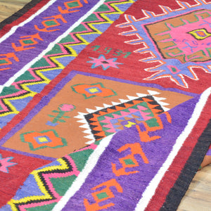 Hand-Woven Flatweave Geometric Design Kilim Rug (Size 5.0 X 12.7) Cwral-8262