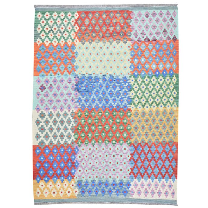 Afghan Tribal Handmade Geometric Design Wool Rug (Size 4.4 X 5.7 ) Cwral-8283
