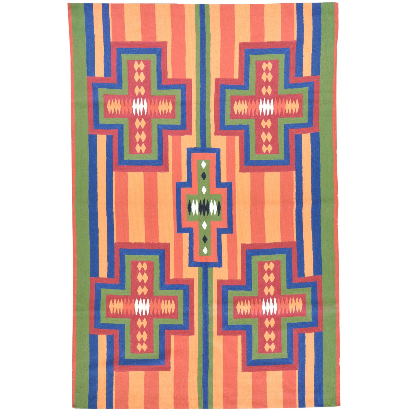 Chain-Stitched Kashmir Southwestern Handmade Wool Rug (Size 4.0 X 6.0) Cwral-8307