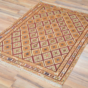Tribal Handmade Geometric Design 100% Wool Rug (Size 2.8 X 4.0) Cwral-8322