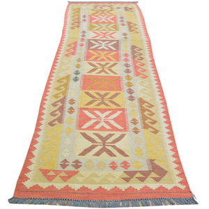 Hand-Woven Flatweave Handmade Kilim Wool Rug (Size 2.8 X 10.0) Cwral-8370