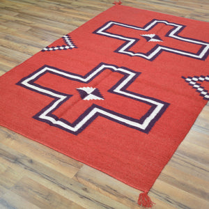 Hand-Woven Fine Southwestern Flatweave Handmade Wool Rug (Size 4.0 X 6.0) Cwral-8373