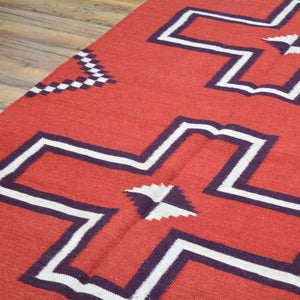 Hand-Woven Fine Southwestern Flatweave Handmade Wool Rug (Size 4.0 X 6.0) Cwral-8373