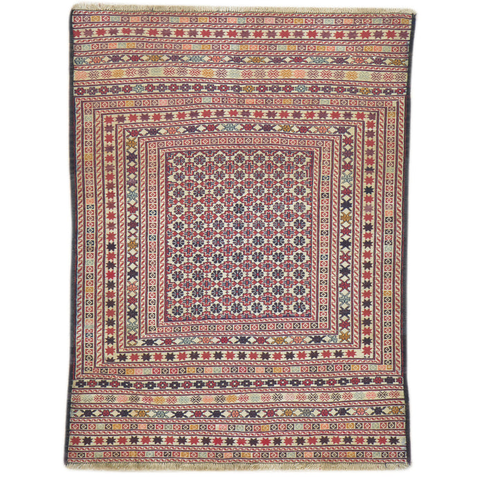 Flatweave Soumak Fine Tribal Malaeki Handmade Wool Rug (Size 3.1 X 4.4) Cwral-8388