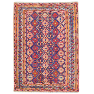 Hand-Knotted And Soumak Fine Oriental Tribal Afghan Rug (Size 2.6 X 3.10) Cwral-8391