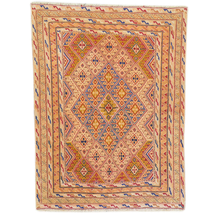 Hand-Knotted And Soumak Fine Oriental Tribal Afghan Rug (Size 2.7 X 3.10) Cwral-8394