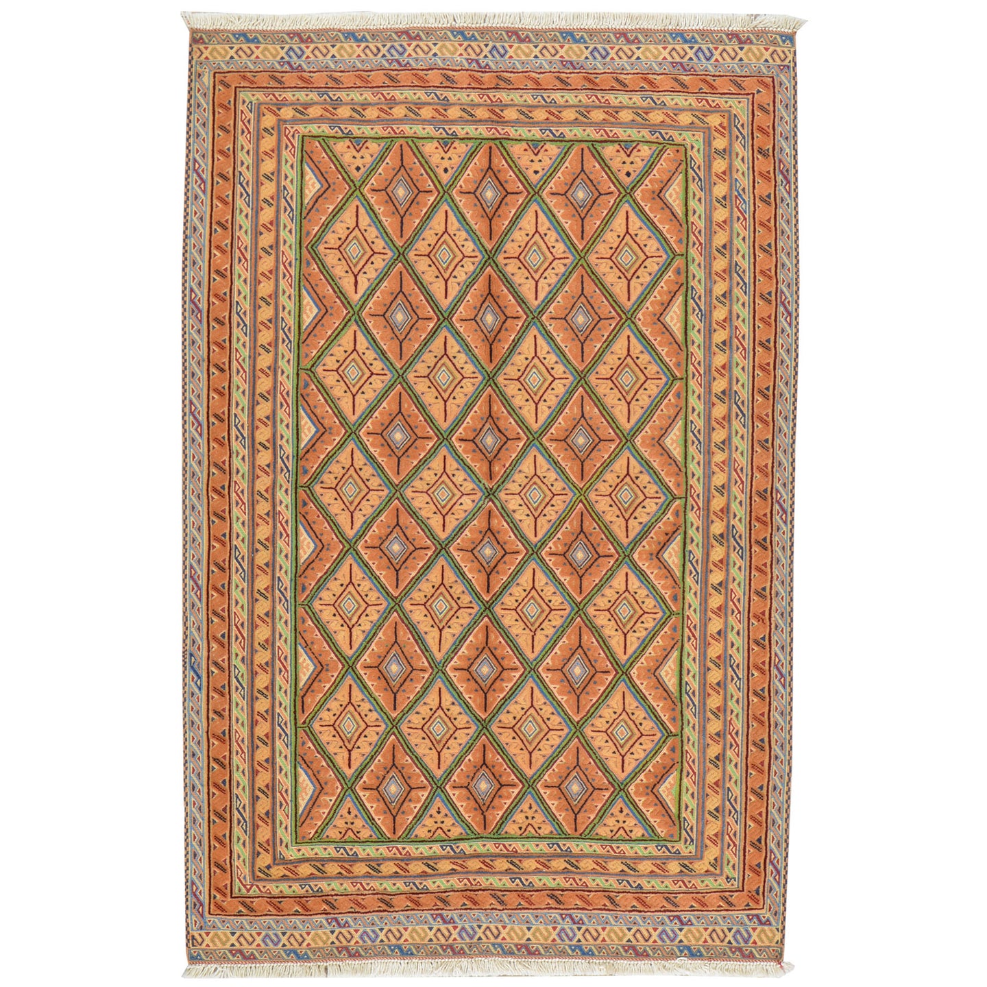 Hand-Knotted And Soumak Fine Oriental Tribal Afghan Rug (Size 2.10 X 4.5) Cwral-8412