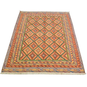 Hand-Knotted And Soumak Fine Oriental Tribal Afghan Rug (Size 2.10 X 4.5) Cwral-8412