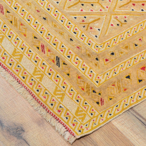 Afghan Tribal Mashwani Handmade Geometric Design Wool Rug (Size 2.9 X 3.11) Cwral-8415