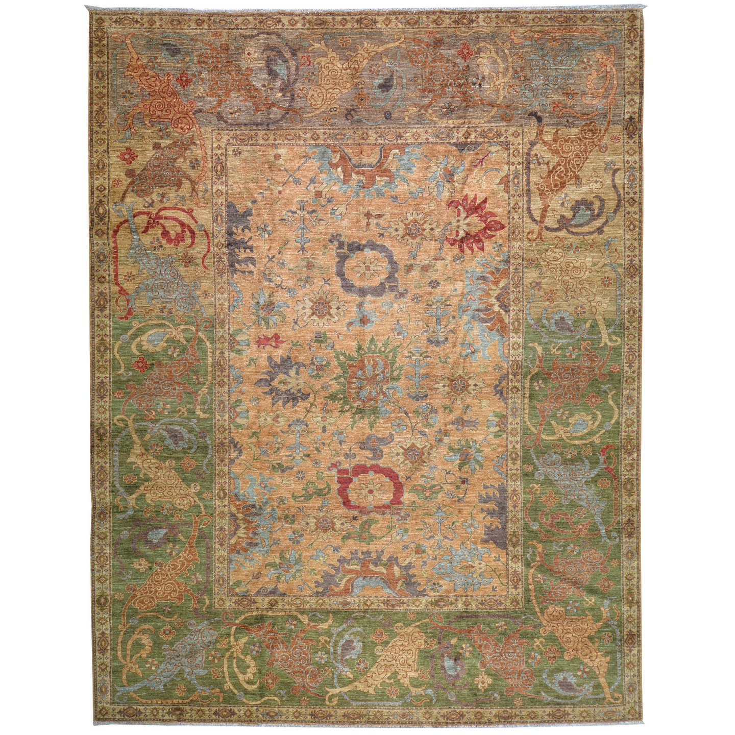 Hand-Knotted  Oushak Traditional Design Wool Chobi Rug (Size 9.1 X 11.7) Cwral-8472