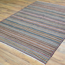 Load image into Gallery viewer, Hand-Woven Tribal larghairi Soumack Striped Design Wool Rug (Size 4.7 X 6.5) Cwral-8532