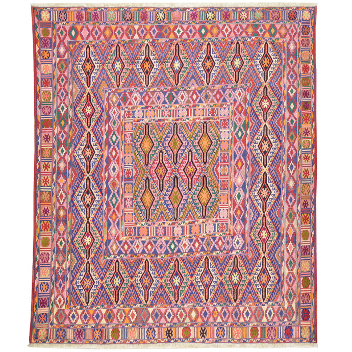 Hand-Knotted And Soumak Tribal Handmade Knotted Wool Rug (Size 4.0 X 5.4) Brrsf-951