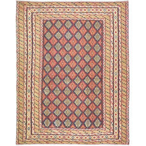 Afghan Tribal Mashwani Handmade Geometric Design Wool Rug (Size 4.8 X 5.10) Cwral-8574