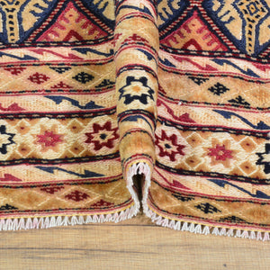 Afghan Tribal Mashwani Handmade Geometric Design Wool Rug (Size 4.8 X 5.10) Cwral-8574