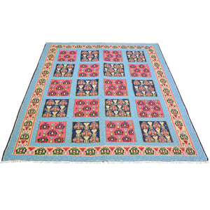 Hand-Woven Persian Sennah Kilim Geometric Design Wool Rug (Size 4.0 X 4.11) Cwral-8592