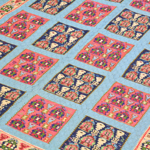 Hand-Woven Persian Sennah Kilim Geometric Design Wool Rug (Size 4.0 X 4.11) Cwral-8592