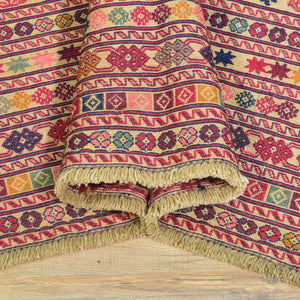 Fine Afghan Soumack Tribal Pictorial Handmade Wool Rug (Size 3.11 X 6.1) Cwral-8622