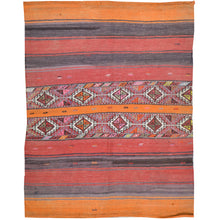 Load image into Gallery viewer, Hand-Woven Tribal Turkish Kilim 100% Wool Rug (Size 4.2 X 5.3) Cwral-8652