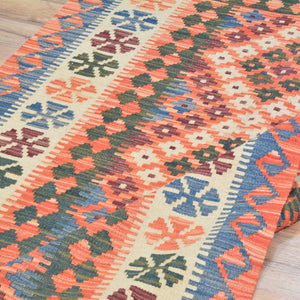 Hand-Woven Flatweave Handmade Kilim Wool Rug (Size 3.2 X 6.6) Cwral-8655