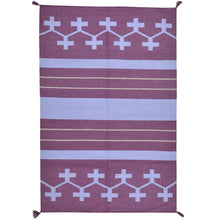 Load image into Gallery viewer, Hand-Woven Geometric Design Purple Color Wool Rug (Size 4.1 X 6.2) Cwral-8661